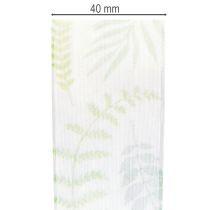 Itens Fita de organza, fita de chiffon, verde com gavinhas de folhas, 40 mm de largura, 15 m de comprimento.