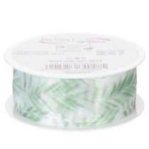 Itens Fita de organza, fita de chiffon, fita com estampa de plantas verdes, 40 mm x 15 m