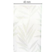 Itens Fita de organza, fita de chiffon, fita com estampa de plantas verdes, 40 mm x 15 m