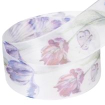 Itens Fita de organza, fita de chiffon, tulipas papagaio, roxas, 40 mm, 18 m