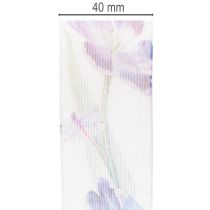 Itens Fita de organza, fita de chiffon, tulipas papagaio, roxas, 40 mm, 18 m