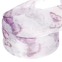 Itens Fita de organza, fita de chiffon, borboletas, roxa, 40mm, 18m