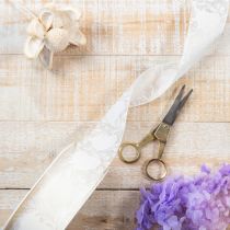 Itens Fita de organza, creme, fita decorativa com corações, 40 mm de largura, 15 m de comprimento.