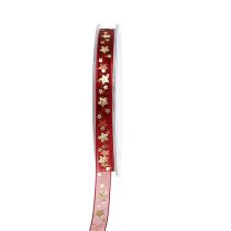Itens Fita de organza vermelho escuro com estrelas 15mm 20m