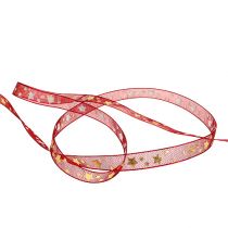 Itens Fita de organza vermelho escuro com estrelas 15mm 20m