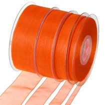 Itens Fita de organza para presente, fita laranja, orla, 50m