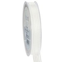 Itens Fita de organza listrada, fita para presentes, branca, 15 mm, 20 m