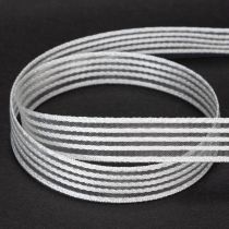 Itens Fita de organza listrada, fita para presentes, branca, 15 mm, 20 m