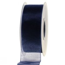 Itens Fita de organza fita de presente fita azul escuro ourela azul 40mm 50m