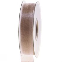 Itens Fita de organza fita de presente fita bege ourela taupe 25mm 50m