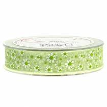 Itens Fita de organza verde com flores 20mm 20m