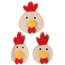 Itens Galinha de madeira com adesivo, decoração artesanal de Páscoa, decoração de mesa criativa, estilo campestre, 5 cm, 36 peças