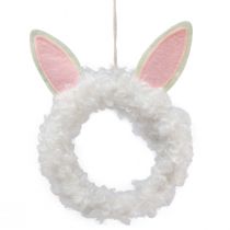 Decoração de Páscoa anel decorativo orelhas de coelho decoração de porta branco Ø13cm 4 unidades