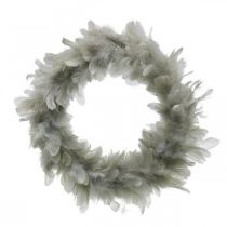Coroa de penas de decoração de páscoa grande cinza Ø25cm decoração de primavera penas reais