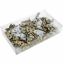 Itens Coelhinho de decoração de Páscoa para espalhar madeira branca, decoração de dispersão natural Coelhinho de Páscoa 96 peças