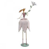 Decoração de Páscoa decoração de metal Coelhinho da Páscoa com flor colorida H52cm