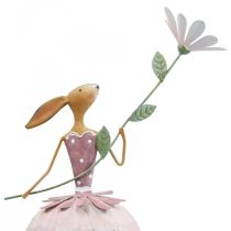 Decoração de Páscoa decoração de metal Coelhinho da Páscoa com flor colorida H52cm
