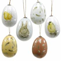 Decoração de Páscoa para pendurar motivos de ovos de Páscoa branco, amarelo, marrom sortido 6 peças