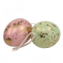 Ovo de Páscoa para pendurar ovos de decoração rosa, verde, dourado 15cm 4uds