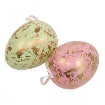 Ovo de Páscoa para pendurar ovos de decoração rosa, verde, dourado 20cm 2uds