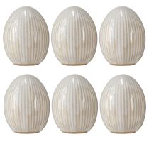 Itens Ovos de Páscoa Ovo Decorativo Cerâmico com Ranhuras Branco Cinza 5×6cm 6pcs
