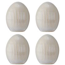 Itens Ovos de Páscoa com Ranhuras Cerâmica Ovo Decorativo Branco Cinza 7,5×9cm 4 Pcs