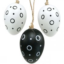 Ovos de páscoa com anéis e bolinhas, decoração de primavera, decoração de páscoa monocromática 6 peças