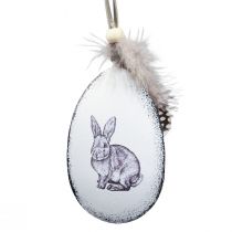 Ovos de Páscoa para pendurar penas coelhos metal 5×7cm 8 unidades