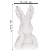 Itens Estatueta de coelho da Páscoa Shabby Chic Rabbit Thinking Branco 11×9×20,5cm