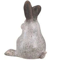 Itens Coelhinho da Páscoa Coelho Cerâmico Sentado Castanho Branco 13x12x18cm