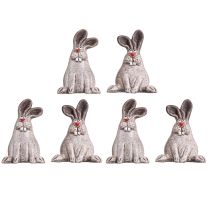 Itens Coelhinho da Páscoa Cerâmica Coelho Decorativo Engraçado Marrom Alt.7cm 6 un