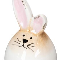 Itens Coelho da Páscoa em cerâmica, ovo branco, estatueta decorativa, coelho Ø6cm A11,5cm