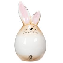 Itens Coelho da Páscoa em cerâmica, ovo branco, estatueta decorativa, coelho Ø6cm A11,5cm