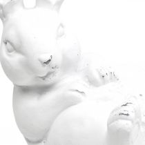 Coelhinho da Páscoa look vintage coelho deitado cerâmica branca 12,5×8×14cm