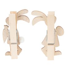 Itens Clipes decorativos de coelhinho da Páscoa, enfeites de madeira rosa e branco, 7,5 cm, 4 peças