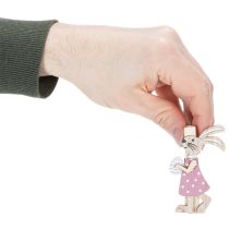 Itens Clipes decorativos de coelhinho da Páscoa, enfeites de madeira rosa e branco, 7,5 cm, 4 peças