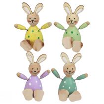 Itens Coelhinhos da Páscoa coloridos coelhos de madeira pontilhados decoração de mesa H8cm 4 peças
