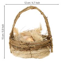 Itens Cesta de Páscoa com ovos de codorna cesta de ovos artificiais videiras Ø12cm 2 pcs