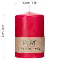 Itens Vela pilar PURE, vela de cera natural para um ambiente aconchegante em casa, 9 cm