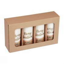 Itens Conjunto de 4 velas de Natal em formato de pilar, brancas e douradas, 60x130 mm - Decoração festiva, cera natural pura