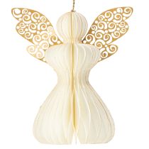 Itens Enfeites de anjo de papel para árvore de Natal, pingentes de anjo, branco e dourado, 12 cm, 4 peças.