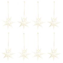 Itens Conjunto de 8 enfeites de Natal em formato de estrela de papel, brancos, 10 cm.