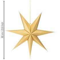 Itens Estrela de papel dourada para iluminar, estrela de Natal de papel Ø60cm