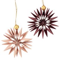 Itens Estrelas de papel, rosa bordô, para pendurar, Ø10cm, 4 peças