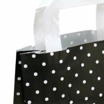 Saco de papel preto com bolinhas 18cm x 8cm x 22cm 25p