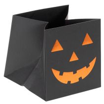 Itens Vaso de papel em formato de abóbora para decoração de Halloween, 10 cm, 6 peças
