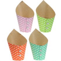 Vaso de panela de papel colorido com pontos Ø12cm 8 unidades