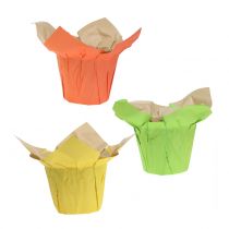 Potes de papel verde, laranja, amarelo Ø8cm 12pcs
