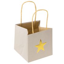 Itens Sacos de papel com estrela e alça cinza sortido 10,5×10,5cm 9uns