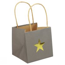 Itens Sacos de papel com estrela e alça cinza sortido 10,5×10,5cm 9uns